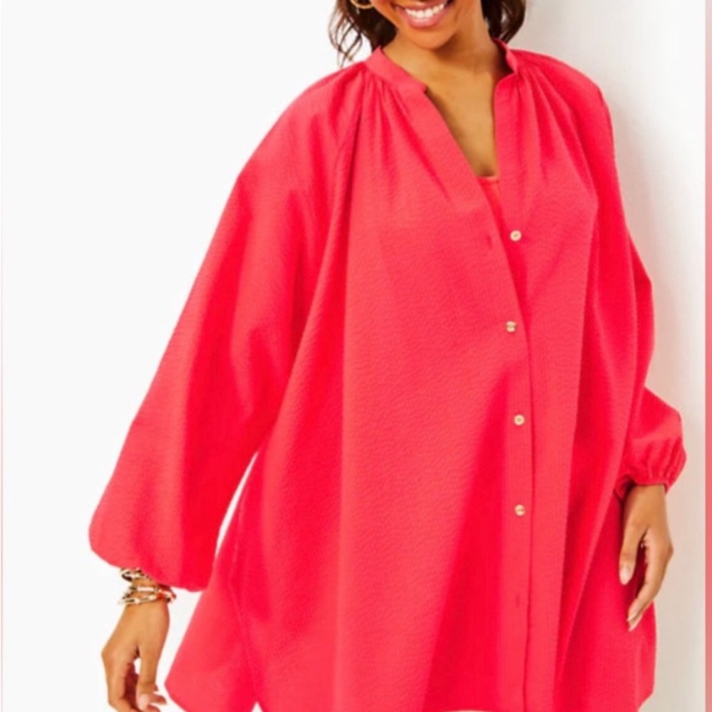 Lilly Pulitzer Red Long Sleeve Andrae Coverup